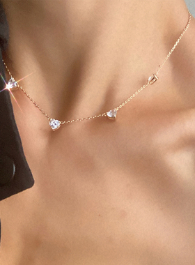 珠宝心形超仙水晶小众设计锁骨链