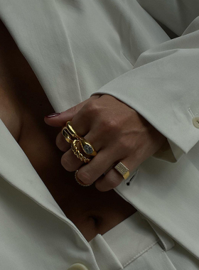 PastMidnight平面镶钻尾戒ins潮