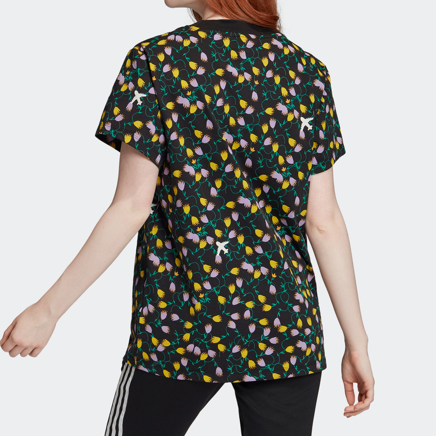 Adidas/阿迪达斯正品 AOP TEE 三叶草女子运动短袖T恤 FL4112 - 图1