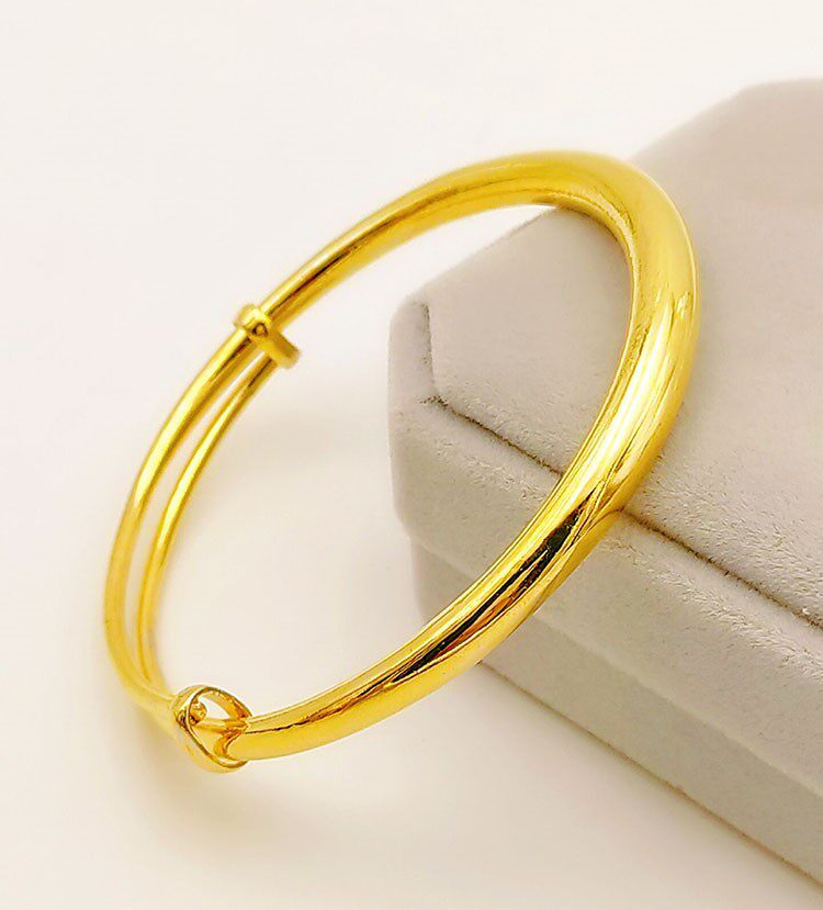 女士久不掉色24k金祥豪沙金手镯 梦豪手镯