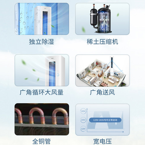 VOSH扬子空调大2匹家用客厅立式冷暖两用变频3P一级能效艺术柜机 - 图2