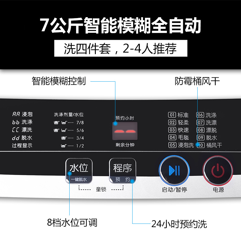 TCL XQB70-36SP 7公斤kg全自动波轮洗衣机家用宿舍学生出租房屋用 - 图1