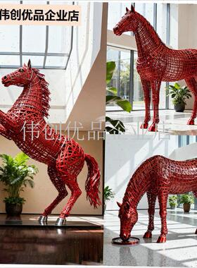 2026年户外马k年不锈钢马雕塑售楼部公园景区商场门店美陈装饰摆,