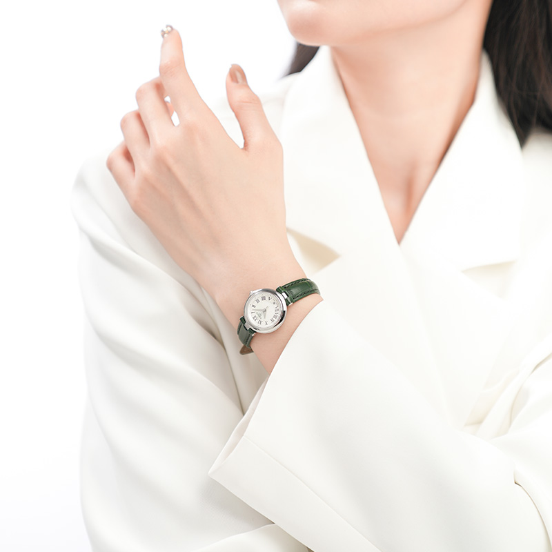 Tissot天梭嘉丽小美人系列石英女表瑞士手表墨绿色皮带珍珠母贝盘