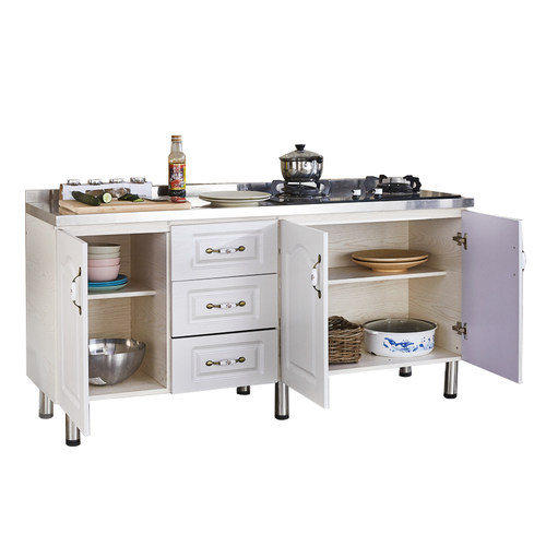 简易小橱柜租房用移动厨房灶台柜一体不锈钢碗柜子家用组装经济型 - 图3