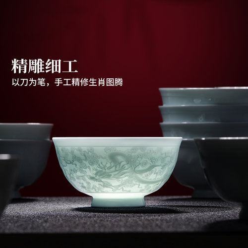 景德镇防烫陶瓷碗个人专用十二生肖碗家用米饭碗中式餐具马年礼物 - 图0