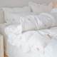 June Yubai Class A pure white cotton double layer wrinkled yarn embroidered Korean style naked sleeping skin-friendly bed sheet four-piece set