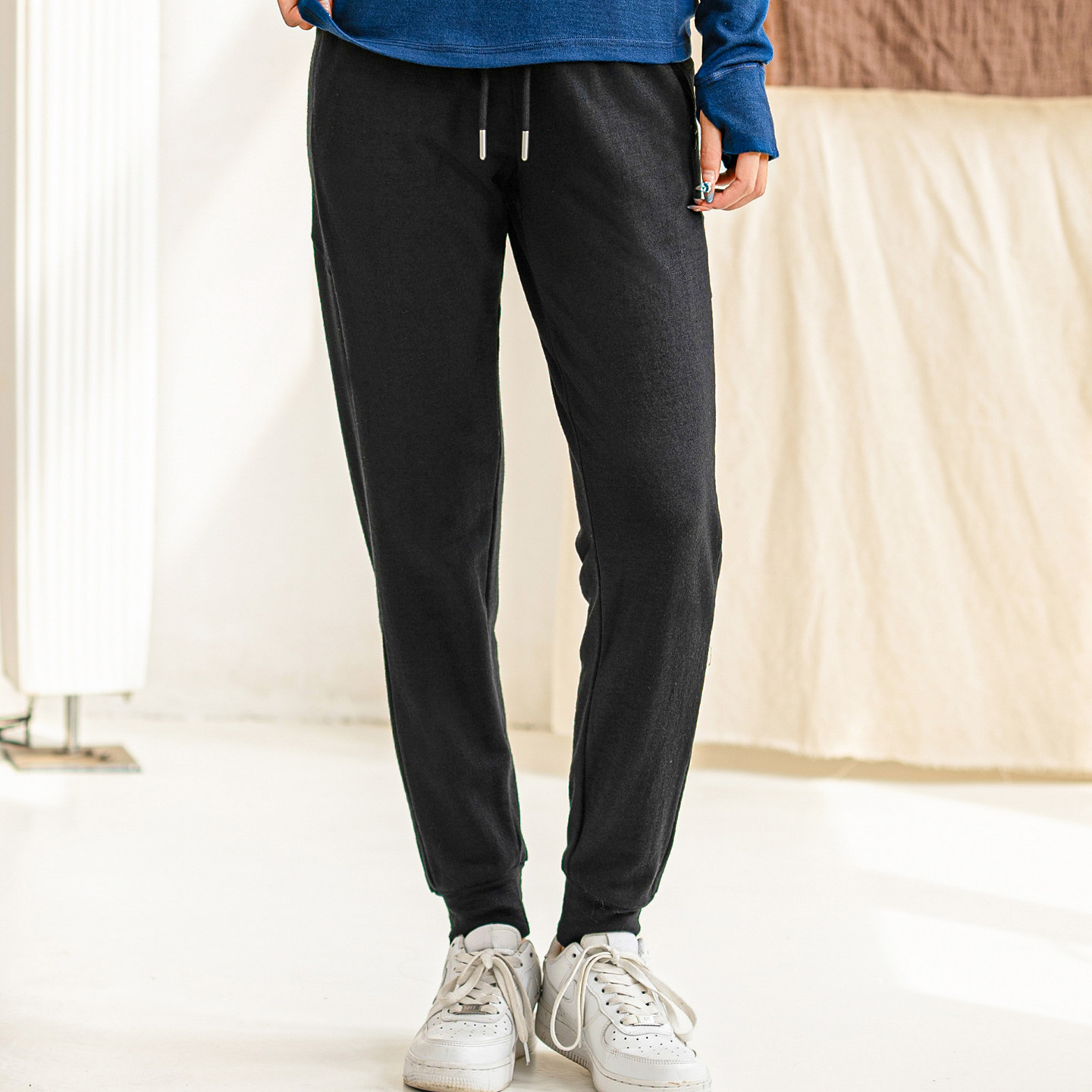 美利奴羊毛裤男户外运动裤徒步长裤美丽诺跑步裤子女毛圈卫裤Q09,淘宝优惠券,粉丝福利购,淘宝优惠卷