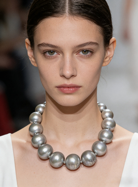 JEANs复古银灰色大珍珠项链女choker新品百搭简约气质ins港风颈圈