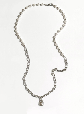 黄铜银情侣锁头蒂珍珠长项链包邮