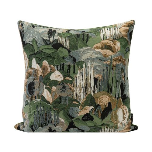 法式轻奢高端抱枕绿色新中式客厅沙发抽象山水复古靠垫套 - 图1