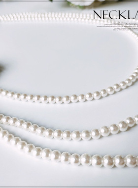 翠盈新品女装搭配花朵镶嵌韩风饰品仿珍珠短款三层项链L033