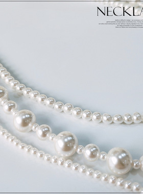 翠盈cuiying小香风百搭配饰挂链仿珍珠挂件短款多层项链L031