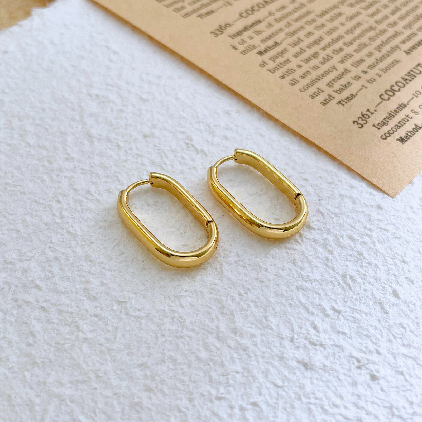 316L医用钛合金耳环女防过敏养耳洞金色椭圆耳扣时尚简约钛钢耳饰,淘宝优惠券,粉丝福利购,淘宝优惠卷