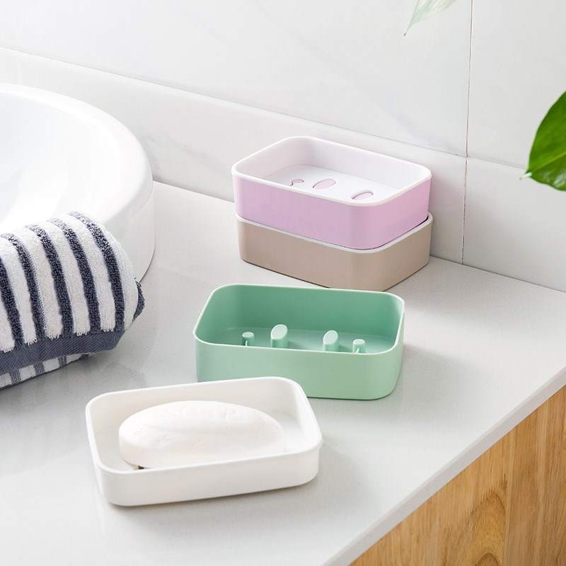 3个装家用肥皂盒卫生间浴室双层沥水塑料欧式香皂盒肥皂盒 - 图2