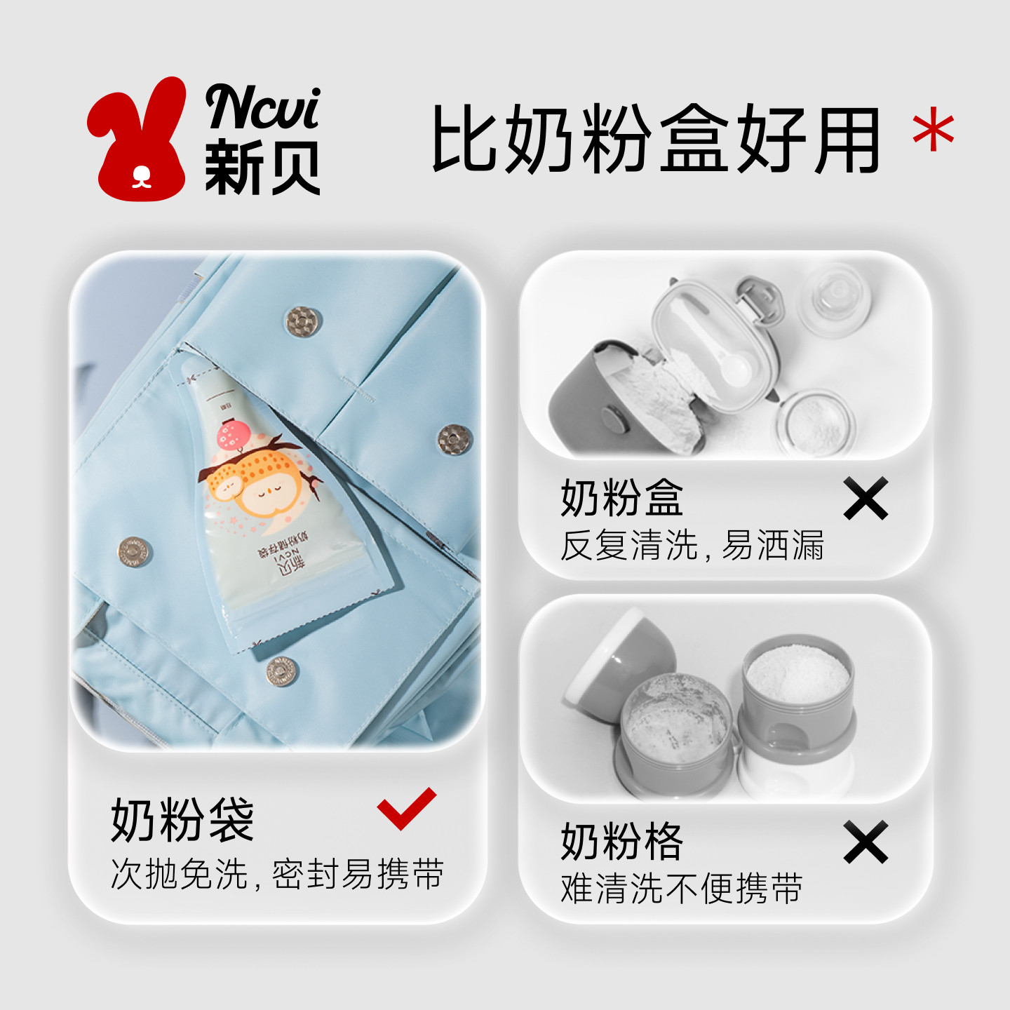 300片新贝奶粉袋便携一次性外出密封保鲜奶粉储存袋奶粉分装盒小