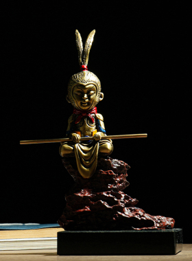 纯黄铜齐天大圣装饰品孙悟空手办斗战胜佛孙行者办公室卡通摆件