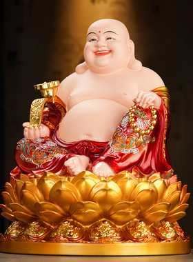 弥勒笑佛南海观音地藏王释迦佛娑婆四圣家用供奉坐莲中式佛像摆件