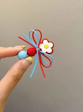 撞色花朵蝴蝶结发夹侧边夹女前额碎发刘海夹2025新款发卡鸭嘴发饰