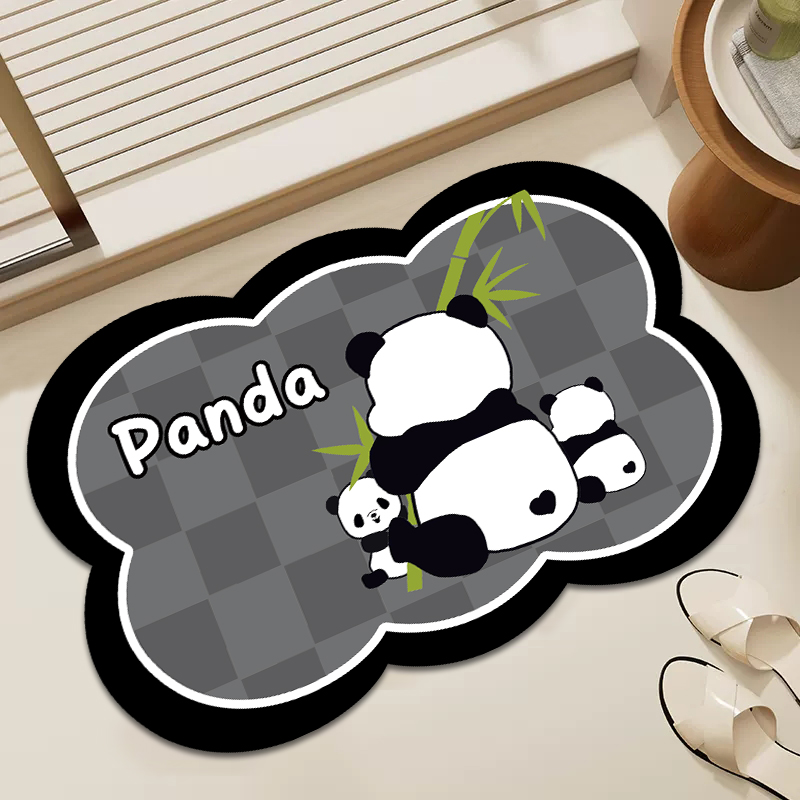 熊猫卡通卫生间门口软垫硅藻泥地垫浴室吸水速干地毯家用防滑垫子
