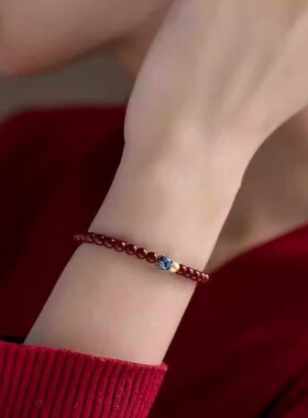 天然原矿朱砂紫金砂手串真货银莲花金珠帝砂手链女士新款礼物