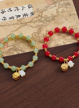 中式挽新中式铃兰花串珠ins女简约小众中国风手串森系清新手链