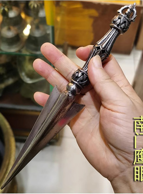 长约23cm 金刚橛 尼泊尔进口纯铁金刚杵 铁杵 铁灰色羯磨杵 7寸