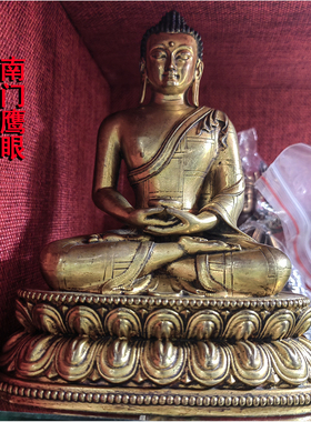 3寸尼泊尔紫铜鎏金做旧佛像长寿佛四臂观音莲师白度母文殊阿弥陀