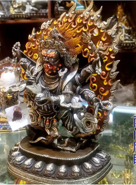 尼泊尔1尺佛像黑六臂玛哈嘎拉