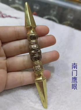 尼泊尔紫铜独股杵纯铜鎏金一字杵