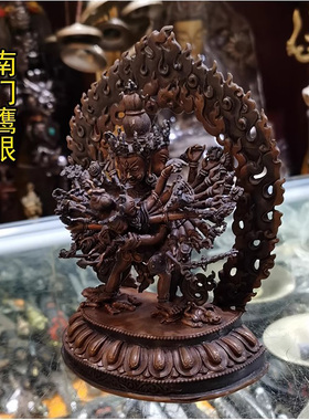 6寸时轮金刚 尼泊尔进口纯铜古色佛像 时轮金刚 约高19cm