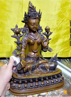 1尺白度母尼泊尔进口纯铜佛像