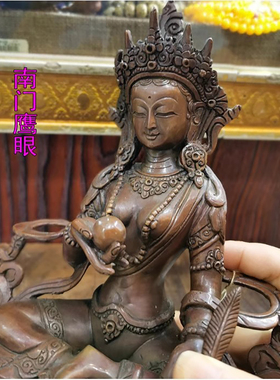 7寸约高22cm地藏菩萨 尼泊尔进口纯铜佛像摆件 地藏王菩萨