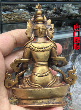 尼泊尔纯铜做旧3寸佛像地藏菩萨