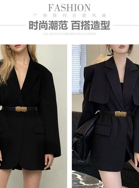 伊莉蔻女毛毛虫二层牛皮百搭腰带
