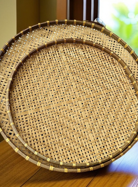 竹子编织竹制品馒头筐竹编簸箕筐洗菜沥水淘米篮水果篮小竹筐道具
