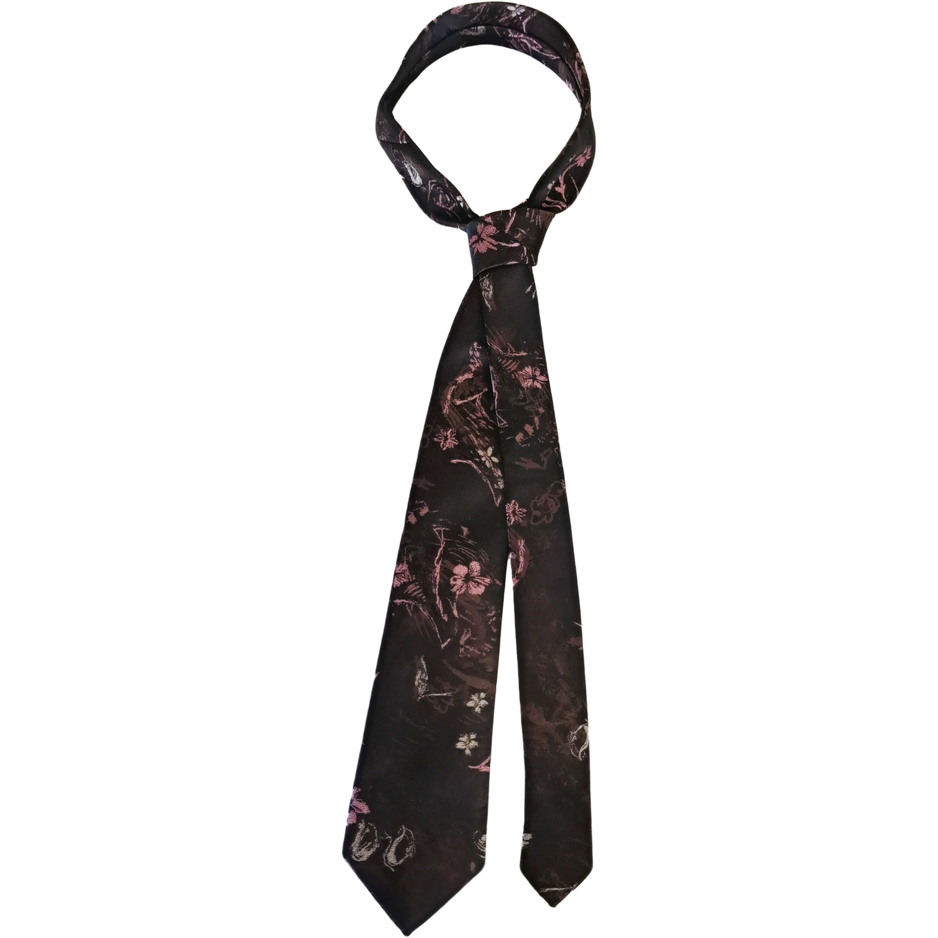 wemi美拉德棕粉色提花刺绣抽象花朵领带艺术感小众时髦复古配饰,淘宝优惠券,粉丝福利购,淘宝优惠卷