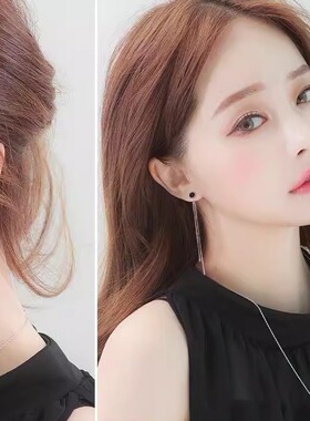 修饰脸型显瘦黑色耳线防