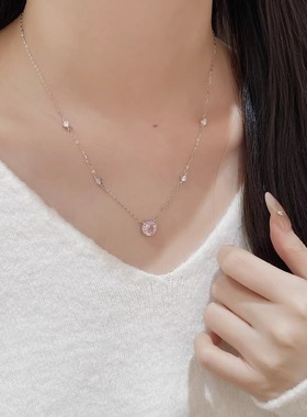 S925纯银超闪玫瑰切项链