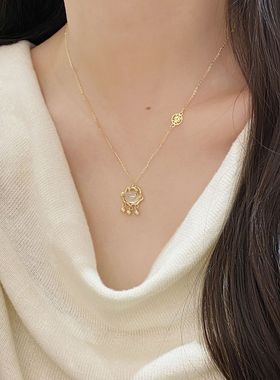 S925纯银白玉髓平安锁项链