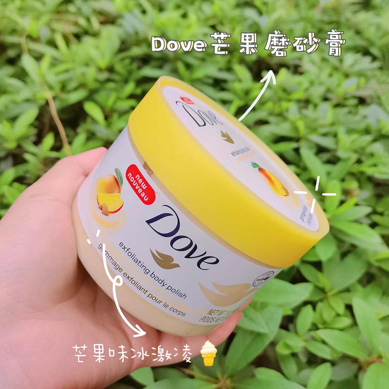 美国Dove多芬奶油冰淇淋芒果磨砂膏杏仁棕糖椰子燕麦香甜盖内无盖 - 图1