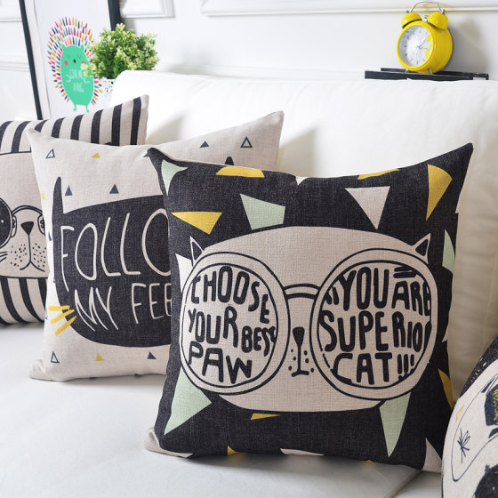 Nordic trendy cat pillow cotton and linen sofa