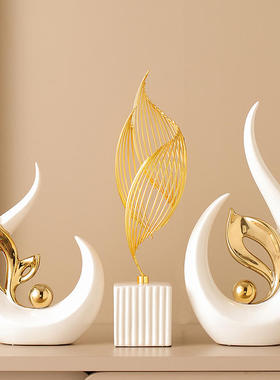 风生水起柿柿如意酒柜摆件入门玄关电视柜装饰品陶瓷轻奢风手作