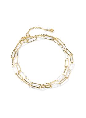 代购Kendra Scott女士项链简约精致百搭可调节14k镀金黄铜纸夹链