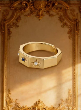 创意中古风星芒戒指时尚优雅高级感指环精致复古日常百搭食指装饰