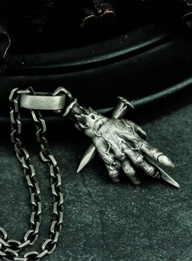 暗黑哥特恶魔之手钉子十字架吊坠