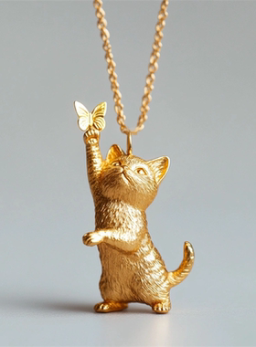 猫咪捕蝴蝶精美时尚百搭气质个性