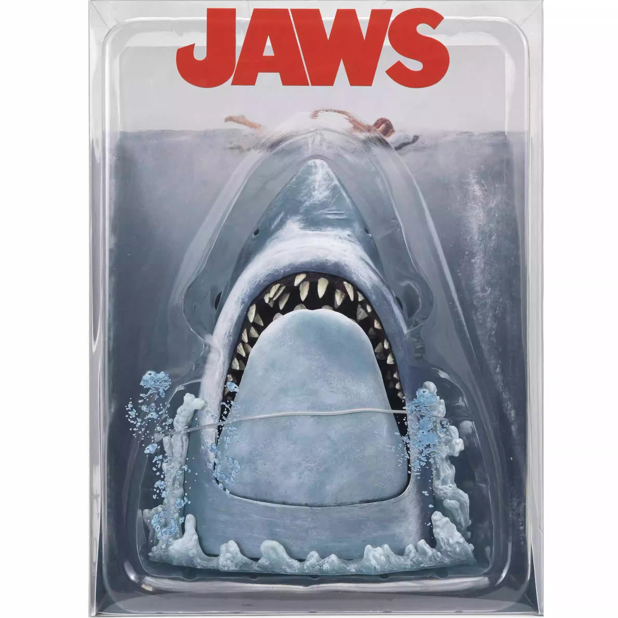 现货国行NECA大白鲨 50周年 3D海报场景 手办 模型 正版镭射金标 - 图0