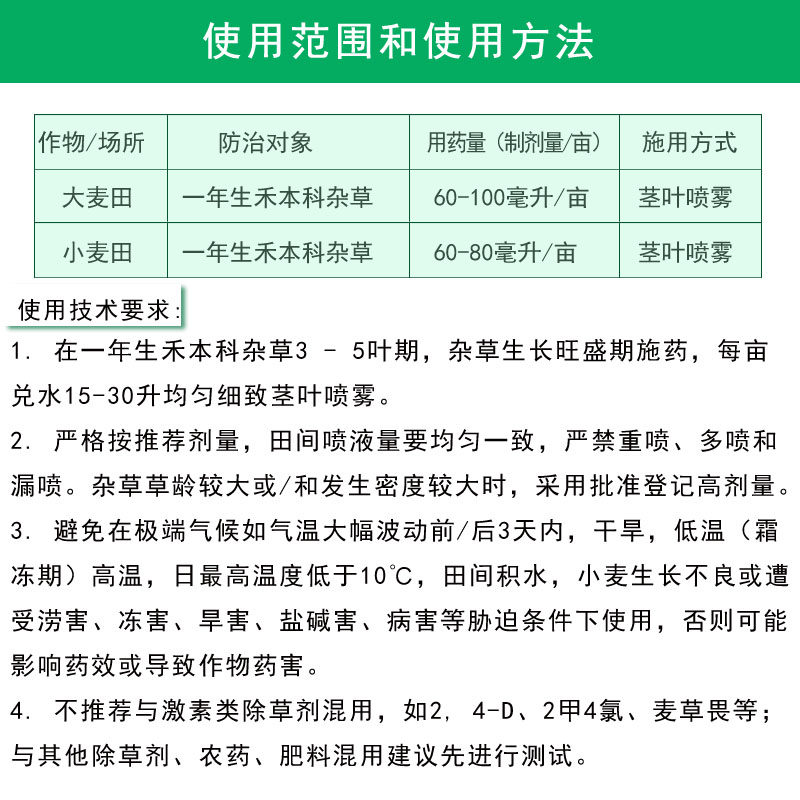 先正达爱秀5%唑啉草酯一年生禾本科杂草小麦田大麦田农药除草剂