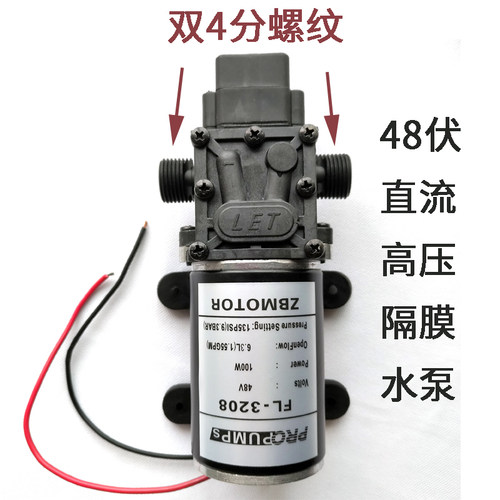 48V高压直流泵100W12伏洗车自吸3208增压喷水隔膜泵24V管道清洗机 - 图2